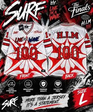 SURF Hockey Jersey Size L White Red Graphic Mesh